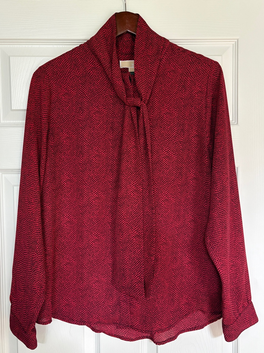 Michael Kors Red Tie-Neck Blouse